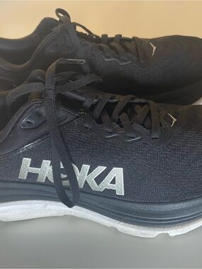 Hoka Men's Black Athletic Running Shoes with White Logo